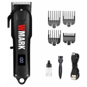 WMARK Professional Hair Clipper- Rechargeable Cordless Hair Trimmer Led Display, 4 Guide Combs, USB charging, for Barbers and Home Use