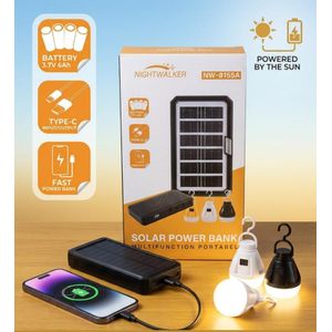 Power bank with panel and 3 bulbs
