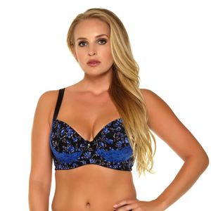 MIERSIDE Women's Plus Size Bra for Women Embroidered No-Padded