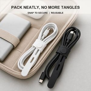 Pack of 2 Cable Organizer Desk Cord Management Holder Wire Clip - 2PCS Solid-Color Silicone Cable Ties, Adjustable Silicone Straps, Charging Cables, Headphone Cables, Silicone Cable Organizers