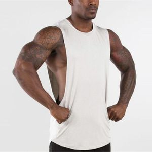 New Plain Gym Clothing Mens Bodybuilding Drop Armhole Tank Top Men