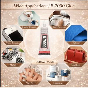 B-7000 Craft Glue ( 110ml ), Phone Screen & Touch Pad Glue, Jewelry Glue, Used for Projects Involving Metal, Plastic, Leather, Acrylic, Crystal, Gemstones, Knitted Fabrics, And Paper in Jewelry Making. ( Transparent / White )