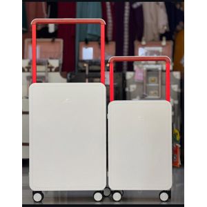 Leaves King WHITE  LUXURY WIDE PULL ROD SUITCASE - 2set