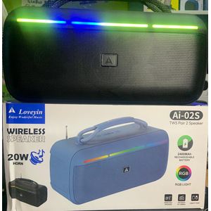 Loveyin Portable wireless Bluetooth speaker 20w super deep bass RGB light suitable for home/ office/ work space/ traveling/ camping indoor outdoor entertainment 