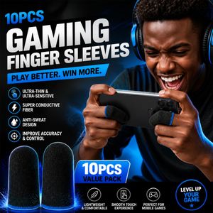 MaGea 10PCS Gaming Finger Sleeves for Mobile Gaming – Anti-Sweat Touchscreen Finger Covers for PUBG, Free Fire, COD Mobile & Mobile Legends