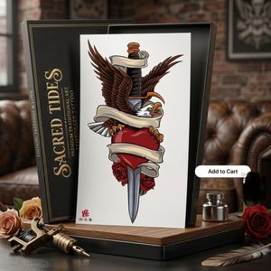 Classic Americana Eagle & Heart Temporary Tattoo - Realistic Old School Ink for Men & Women