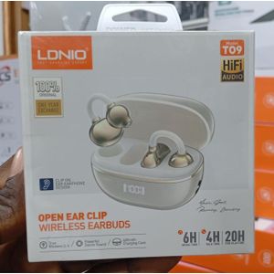 LDNIO T09 Open Ear Clip TWS Wireless Earbuds - Bluetooth 5.4 Sport Headphones with LED Display Case