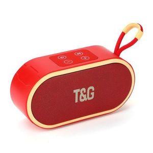 T&G TG689 Bluetooth Speaker Outdoor Portable Card FM Radio BT TWS Fabric Heavy Subwoofer Small Sound Wireless Speaker RED