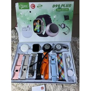 Smartwatch Combo Gift Set (7+4) – Smart Watch, Portable Bluetooth Speaker, Wireless Earbuds, Retractable Multi-Charging Cable & 7 Interchangeable Straps