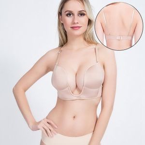 NEW CLEAR BACK INVISIBLE STRAPS STRAPLESS CONVERTIBLE PUSH UP BRA