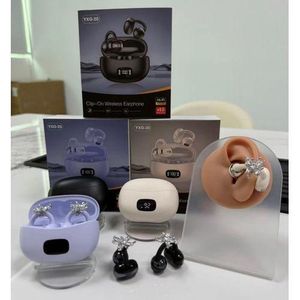 Genetic YXG-20 Clip-On Wireless Earphones Bluetooth earbuds Water Resistant With Noise Cancellation (ANC) (ENC) And Detatchable Silver Earing Design - BLACK