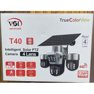 4 Lens camera 4G cctv - wireless Outdoor PTZ Security camera with Night vision and motion detection Simcard and V380 pro app 