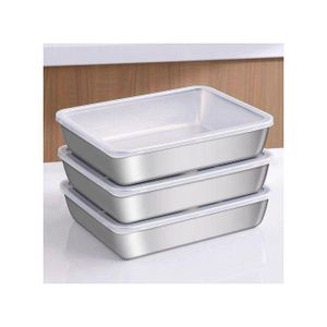 3pcs Stainless Food Storage Containers- Freezer Bowls & Organizer Plates