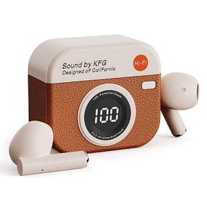 Wireless Headphones Bluetooth 5.4 Earphones Sport Earbuds Headset LED Display Orange