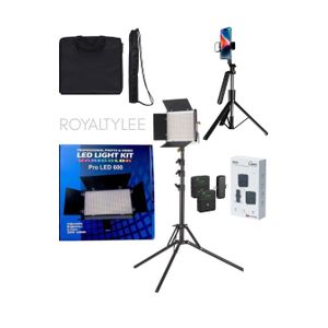 Led 600 Pro Light, Stand, Battery, P320 Selfie Stick, Tripod Bag, Light Bag and SX31 Double Multifunctional Mic