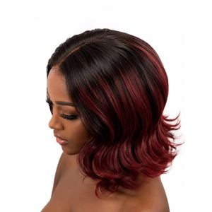 Black and burgundy body wave human wig hair