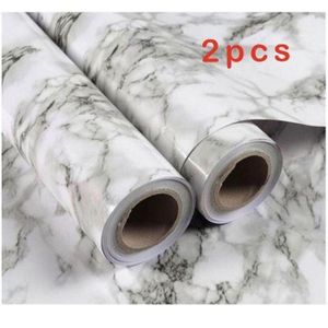 Wall Marble Waterproof 60cm Width Wallpaper Self Adhesive 2pcs