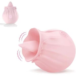 Waterproof Vibrating Clit & Nipple Sucker Rose Sex Toy For Orgasm, Women Rose Sex Toy Vibrator, Tongue G-spot Sucking, Vaginal Licker, Rose with Tongue Women viboators Toy Viboator, Woman Pleasure Couples Rose 10 Modes Vibrator, Rechargeable Women Sex Toy