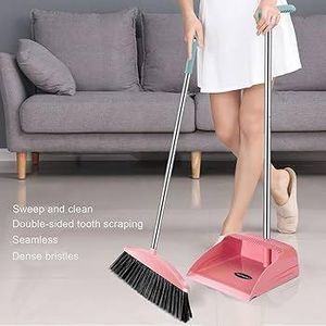 Broom and Dustpan Set for Home - Dust Pans with Long Handle - Outdoor Indoor for Home Kitchen.Any Color