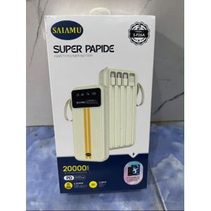 SAIAMU 20,000mAh Power Bank – 22.5W Fast Charging with 4 Built-In Cables & Digital Display