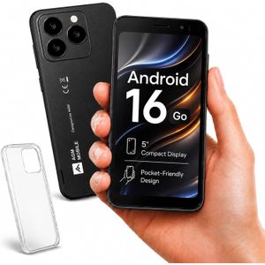 AGM Note N2 Pocket Smartphone 4.96", 6GB RAM / 32GB ROM, Dual Nano SIM, Android 16 Go, IP54 Dust & Splash Resistant - Black (Clear Case Included)