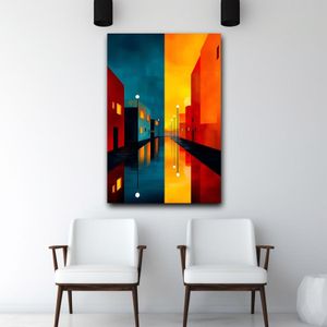 Street Illumination Wall Art Framed Canvas