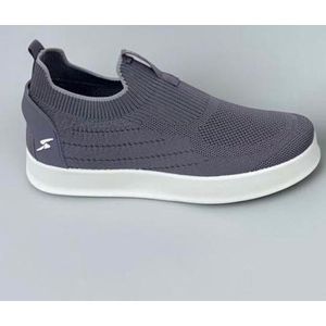Men's grey lace up white sole sneakers for outdoor