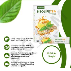NEOLINE NeoLifeTea Herbal Energy Tea – Refreshing Natural Energy & Alertness Boost – 15 Sticks