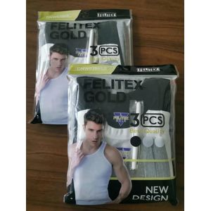 FELITEX GOLD Super Quality 3 In 1 Men Singlet – Multicolour (Black, White & Grey) Free gift Inside