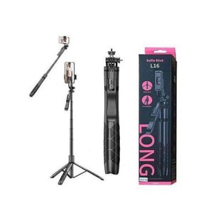 SML L16 Long Bluetooth Selfie Stick Tripod - Extra-Long Extendable Phone Stand with Detachable Wireless Remote Shutter & 360° Rotation for Smartphone Content Creation, Vlogging, Live Streaming & Travel - Black
