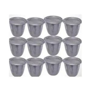 Re-Usable Aluminium Moi-Moi Plate Cups With Cover- Set Of 12 - Big Size