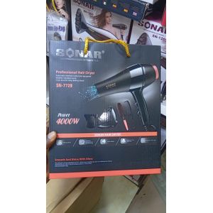 Sonar SN-7729 Professional Hair Dryer 4000W – Constant Temperature Styling Tool with Accessories & Noise Reduction