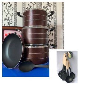 Quality Non Stick Cooking Pot BIG SIZE __ 3 pots + 1 fry pan __SIZES __ 24cm, 26cm,28cm pot __28cm fry pan