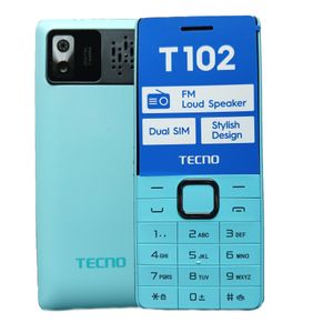 Tecno T102 dual SIM stylish design,loud speaker,FM .vert menthe