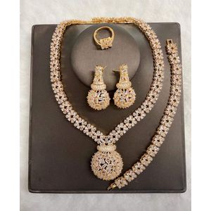 Longchain Sophisticated Diamond Iced Gold Bracelet/Ear-ring/Ring & Necklace