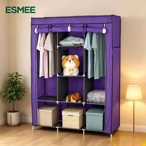 ESMEE Portable Fabric Wardrobe - 8 Shelves - Purple