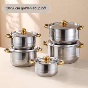 5IN1 HOUSEHOLD LARGE CAPACITY QUALITY STAINLESS STEEL SOUP POT(18-26CM)