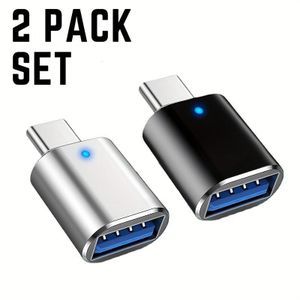 Dual-pack (black + silver) USB-C to USB adapter, USB-C male to USB 3.0 female converter OTG adapter, compatible with MacBook Pro 2019/2018/2017 and more Type-C devices.