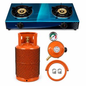 12.5kg Cylinder Gas + Stainless Cooker, Meter Regulator + Hose + Clip