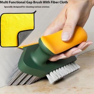 Multi-Functional Gap Cleaning Brush with Fiber Cloth – Crevice Cleaning Tool for Kitchen, Bathroom & Tiles