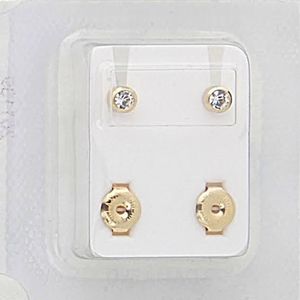 Birthstone Ear Piercing Surgical Steel Gold Plated Stud Earrings With Diamond