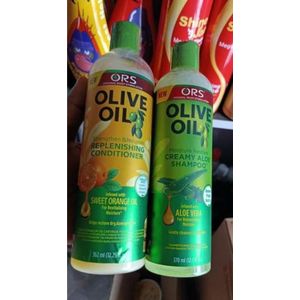 Ors Olive Oil Shampoo & Conditioner Set 370ml + 362ml – Moisturizing Hair Care for Dry Damaged Hair, Natural Hair, Relaxed Hair, Curly Hair, Aloe Vera Shampoo, Deep Repair Conditioner, Strengthening, Hair Growth Treatment