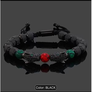 Double Leopard head charm men's braclet