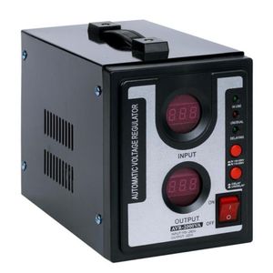 2KVA Automatic Voltage Regulator Stabilizer Black Metal Case, Dual Digital Screen, Delay Reset Protection, Wide Voltage Stabilizer for Household & Commercial Electronics