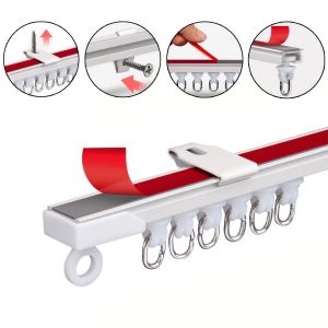 3m 4-in-1 silent shower curtain track, no-drill curtain track, smooth curtain rod for bunk beds in dormitories (including accessories)
