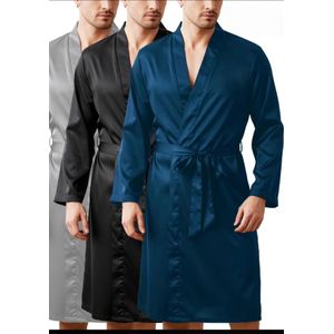  3set Mens Silk Big And Tall Satin Robe Bathrobe Cardigan Comfort Soft Sleep Home Wear Nightgown Comforable Lounge