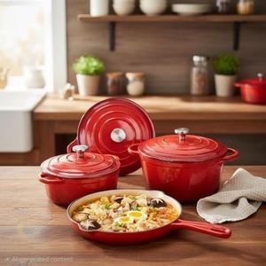 4pcs Cast Iron Enamel Pot, Pot Dutch Oven Pot Gas Induction