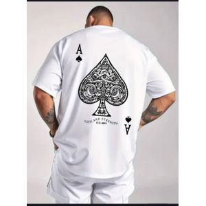 Ace Spade Graphic Oversized T-Shirt XL WHITE