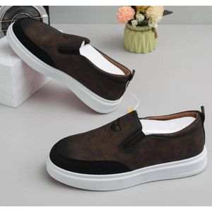 Men's Brown/Black Slip-On Casual Loafers – Comfortable Everyday Walking Shoes