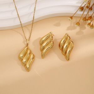 Rhombus Jewelry Necklace And Ear Stud Earring